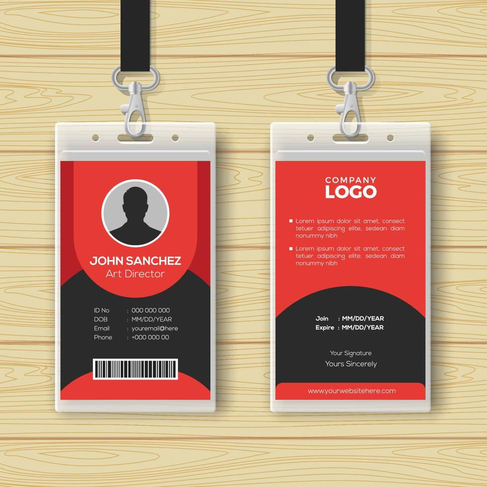 Multipurpose Red ID Card Design Template vector