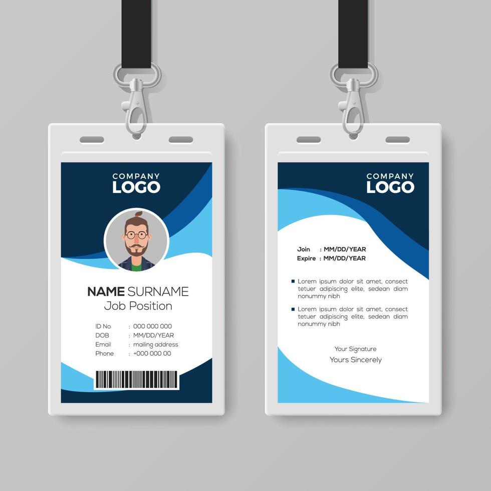 Stylish ID Card with Blue Details 14744899 Vector Art at Vecteezy