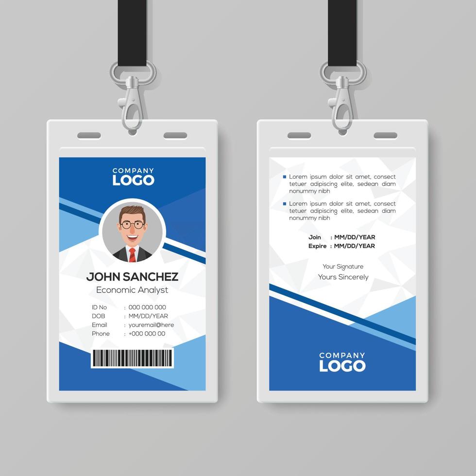 Modern Blue ID Card Design Template vector