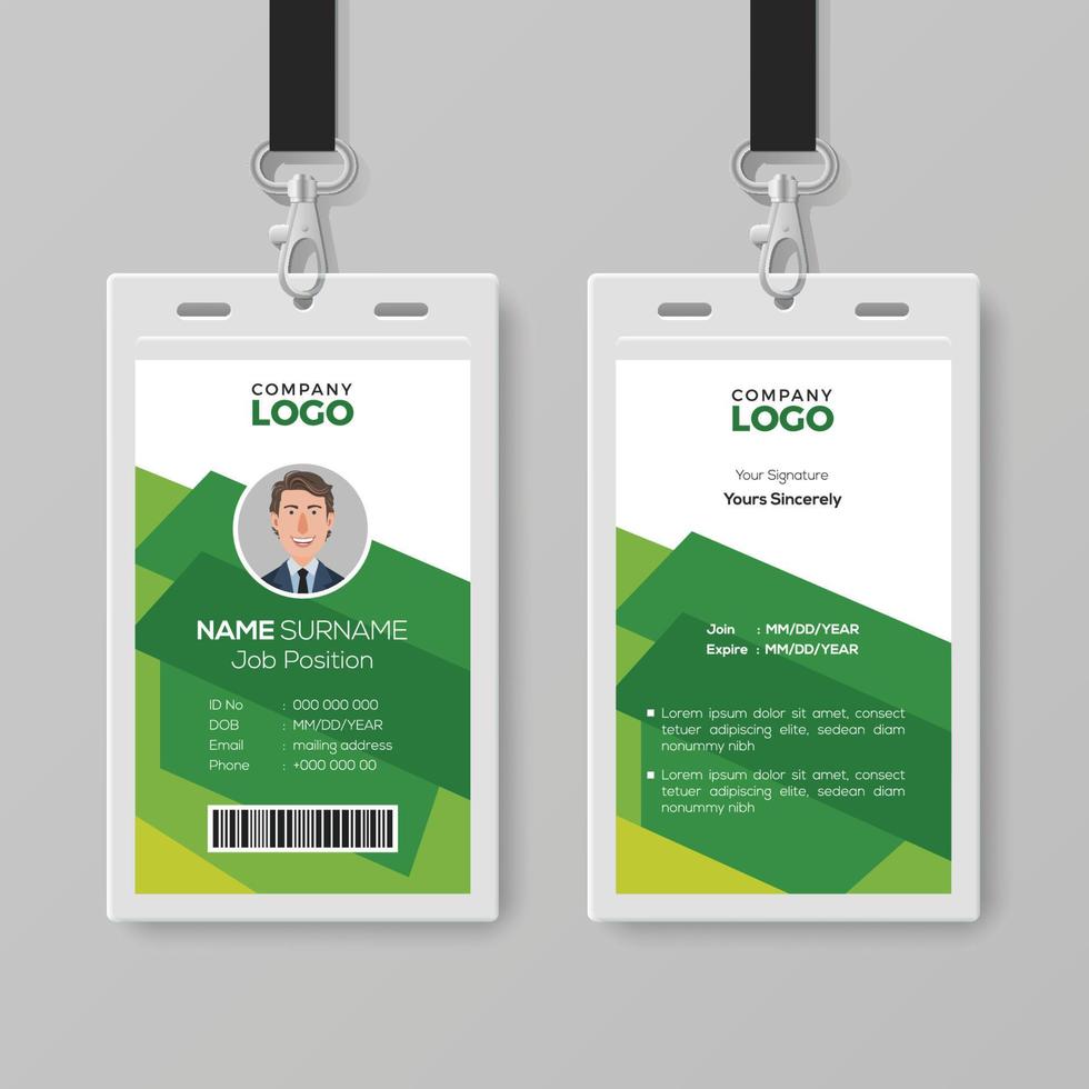 Creative ID Card Template with Abstract Green Background vector