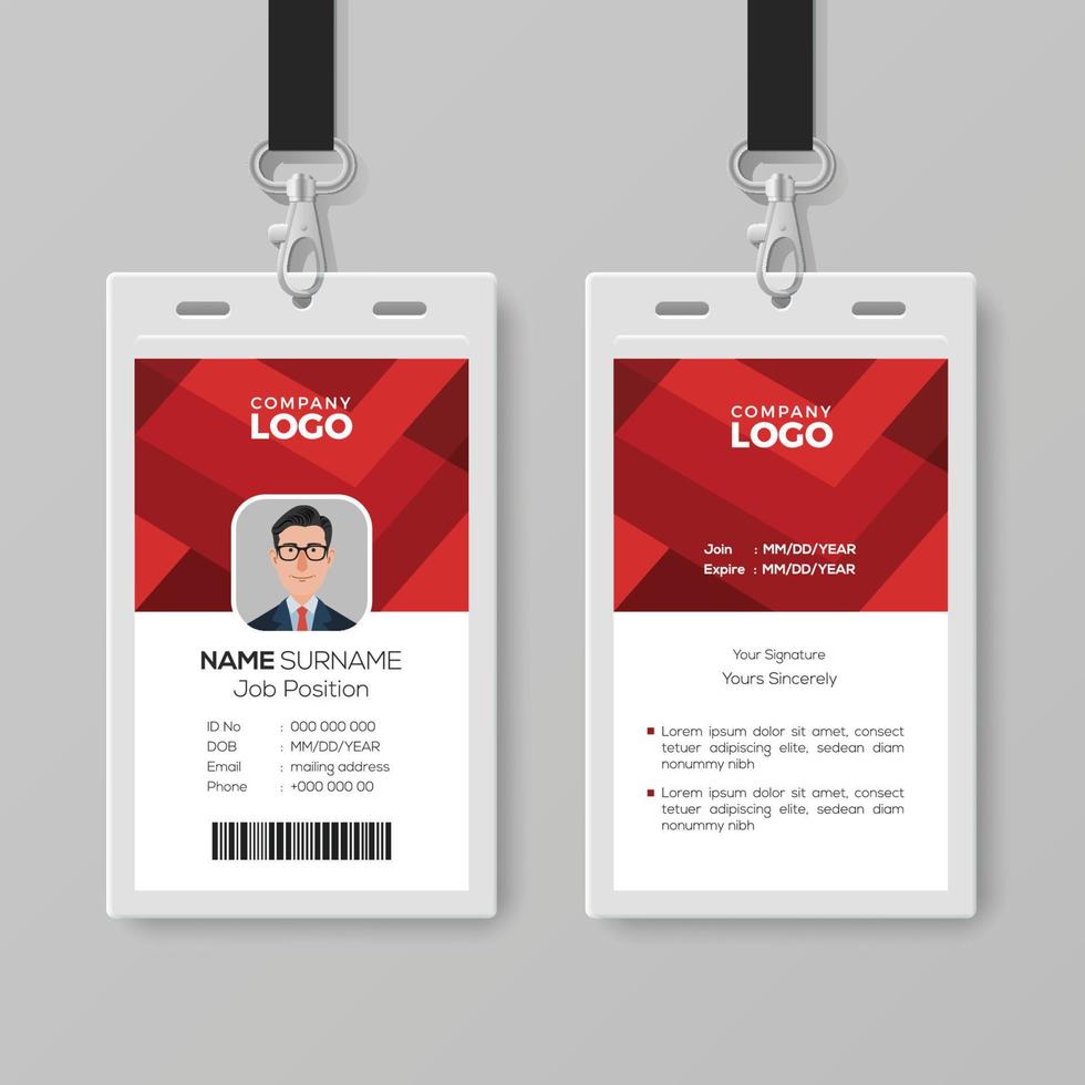 Creative ID Card Template with Abstract Red Background vector