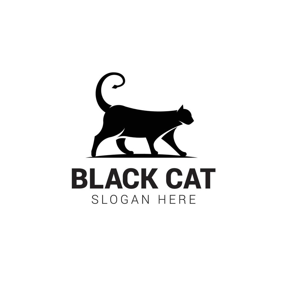 Black cat logo template isolated on white background vector