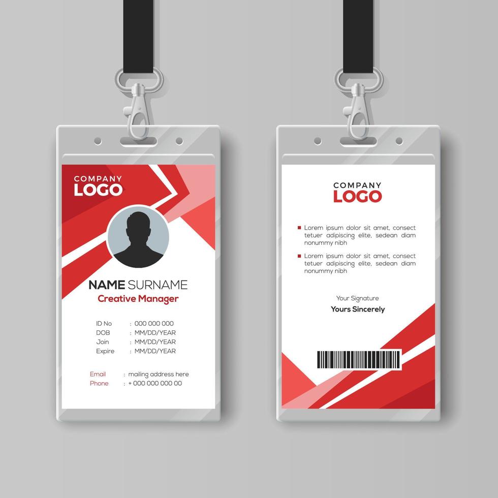 Stylish Red ID Card Design Template vector