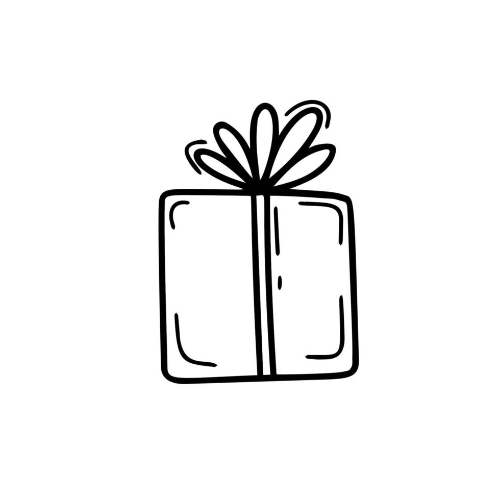 Isolated gift illustration in doodle style vector