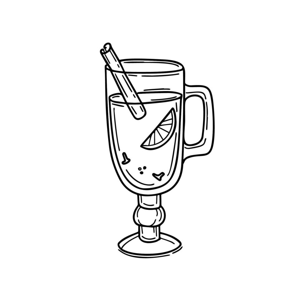 Illustration of glass of mulled wine in doodle style vector