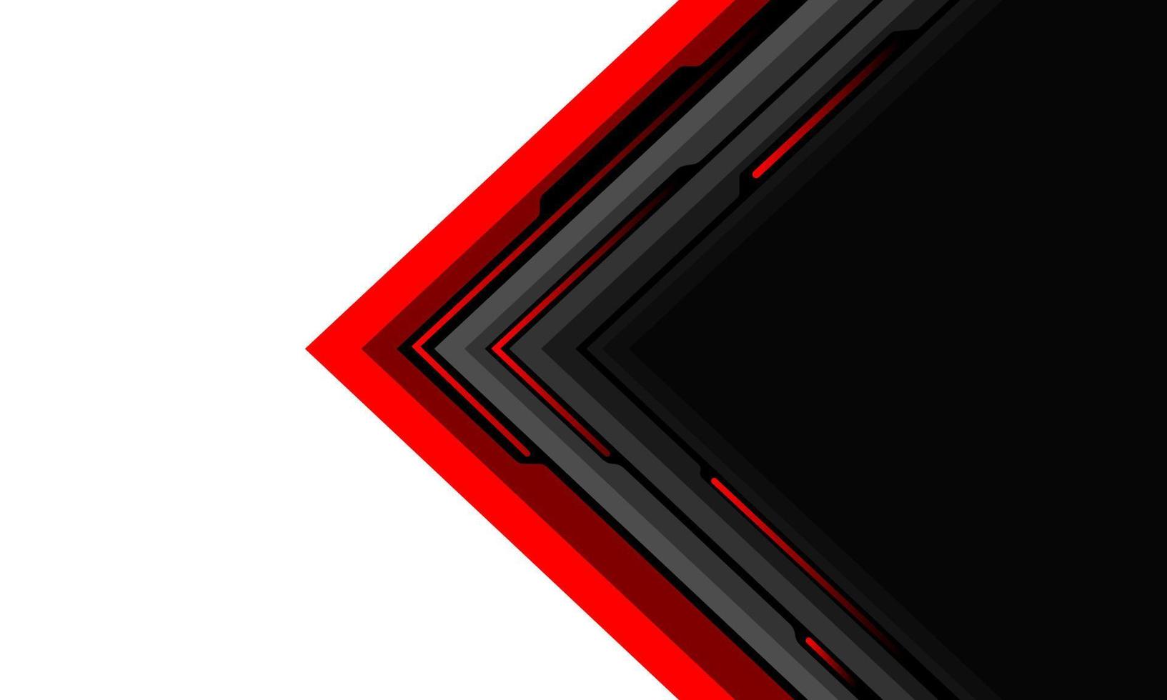 resumen rojo gris negro flecha circuito cyber línea geométrica en blanco diseño ultramoderno tecnología futurista vector de fondo