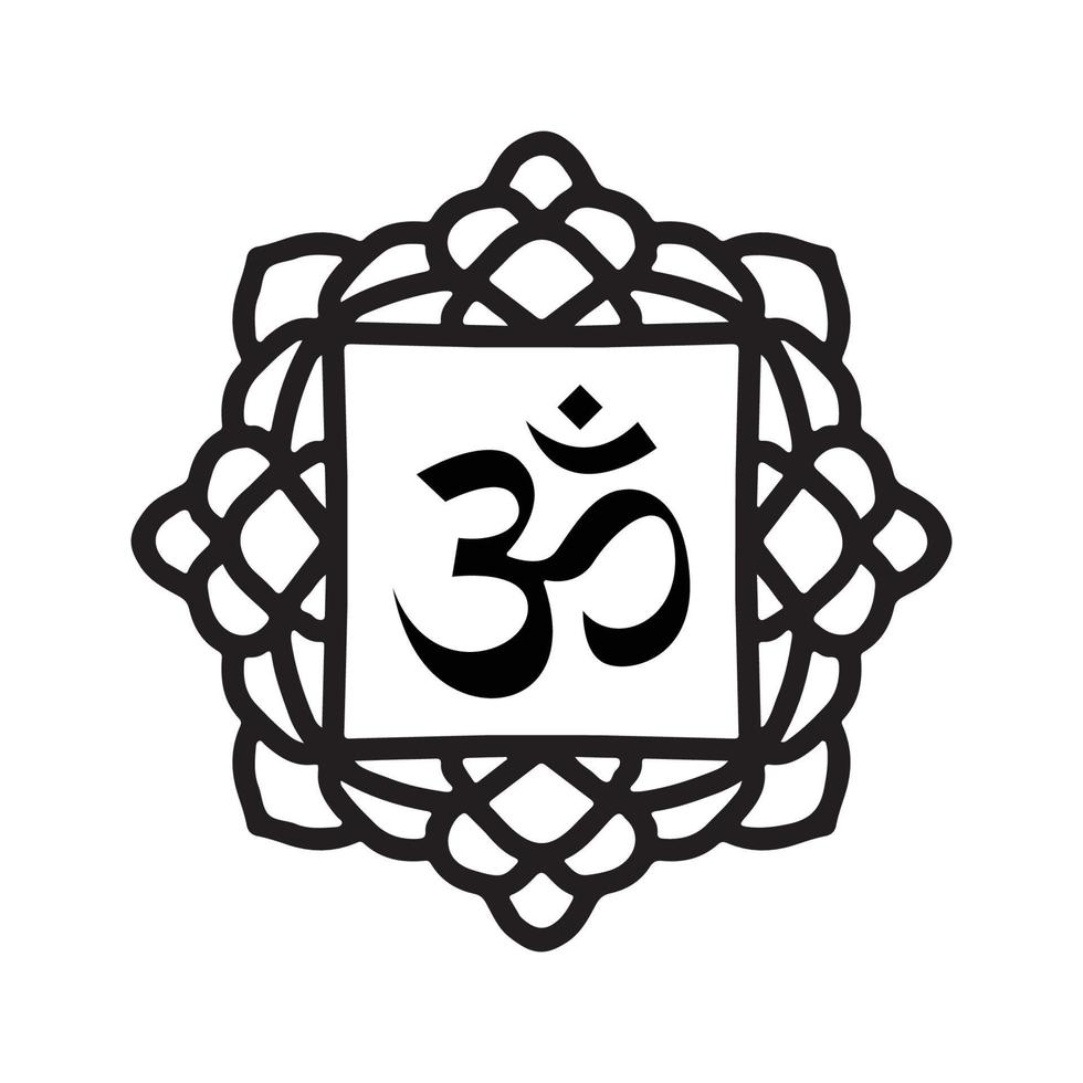 Om Hindu religious Symbol with square Mandala vector