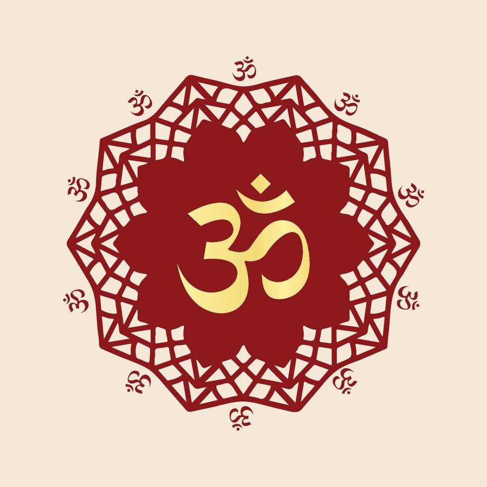 mandala con om símbolo religioso indio hindú vector