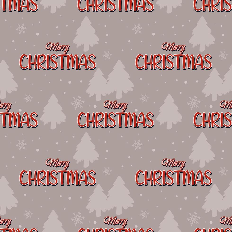 Christmas pattern with a wish on a gray background with snow and Christmas trees vector