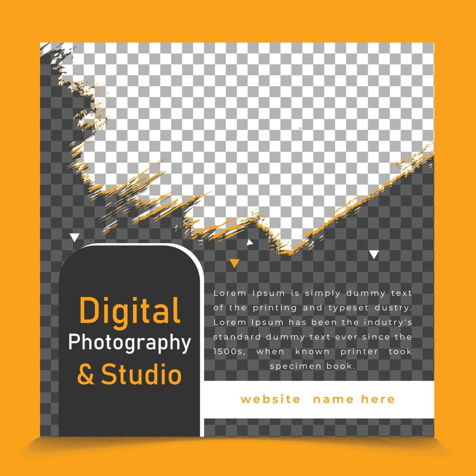 Digital Photography and studio photoshoot contest web post template design vector