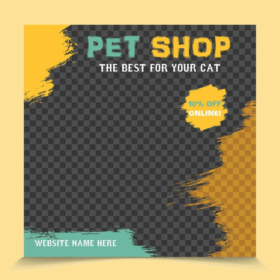 tienda de mascotas, lo mejor para el diseño de plantilla de publicación de banner web de gato vector