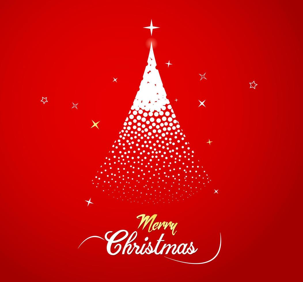 Merry Christmas Tree Holiday Red Decoration Square Greeting Template vector