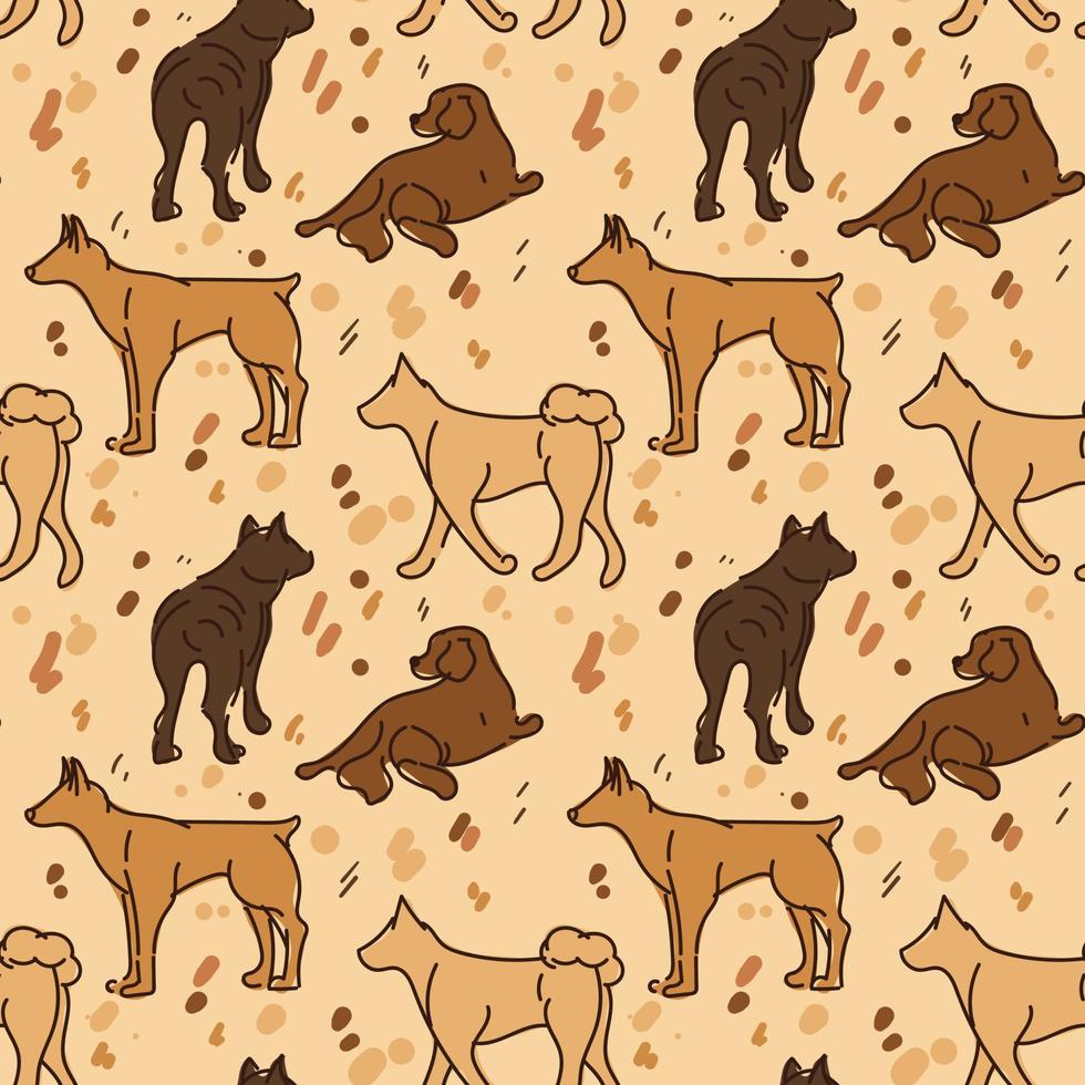 Pattern Drawing with different dogs in different poses. Graphic