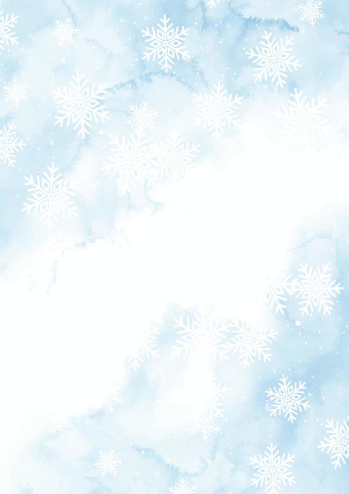 Hand painted christmas watercolour background with snowflakes vector
