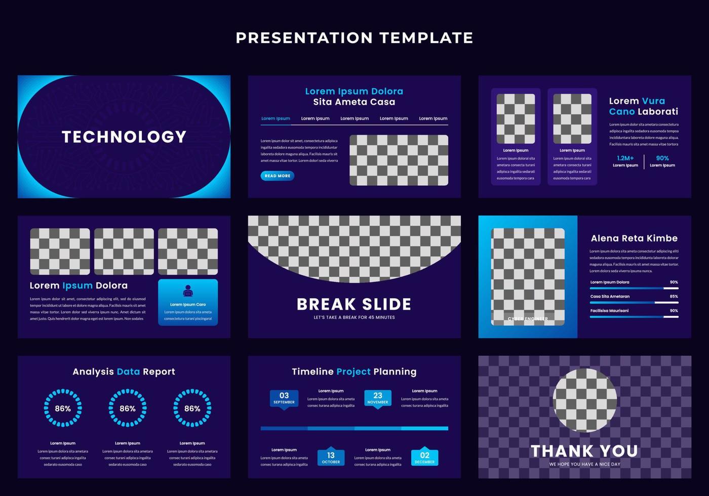 Editable Technology Presentation Template Set vector