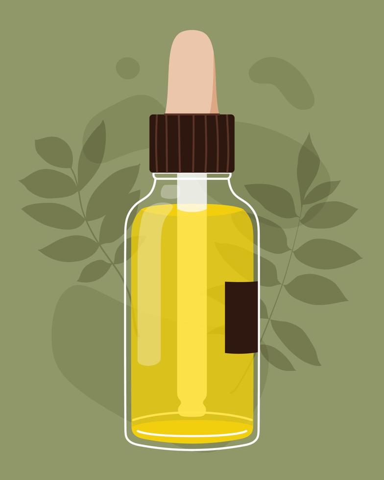 aceite de masaje para gua sha, aceite facial para procedimiento de belleza. concepto de cuidado de la piel. rutina diaria de cuidado de la piel y concepto de higiene. ilustración vectorial plana. vector