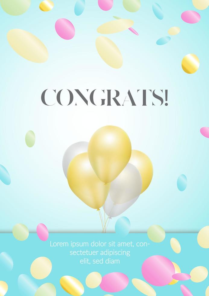 Round confetti congratulations vertical poster design vector