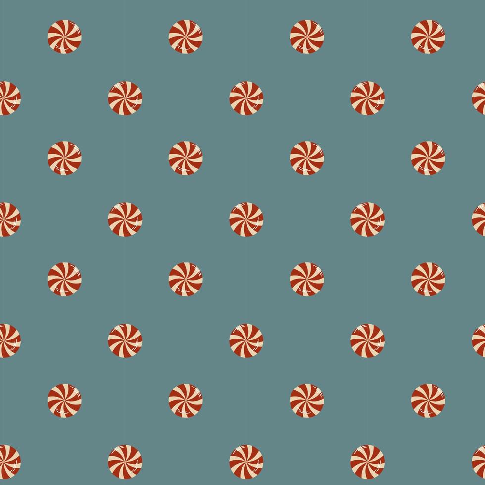 Seamless pattern of Christmas candies on blue background vector
