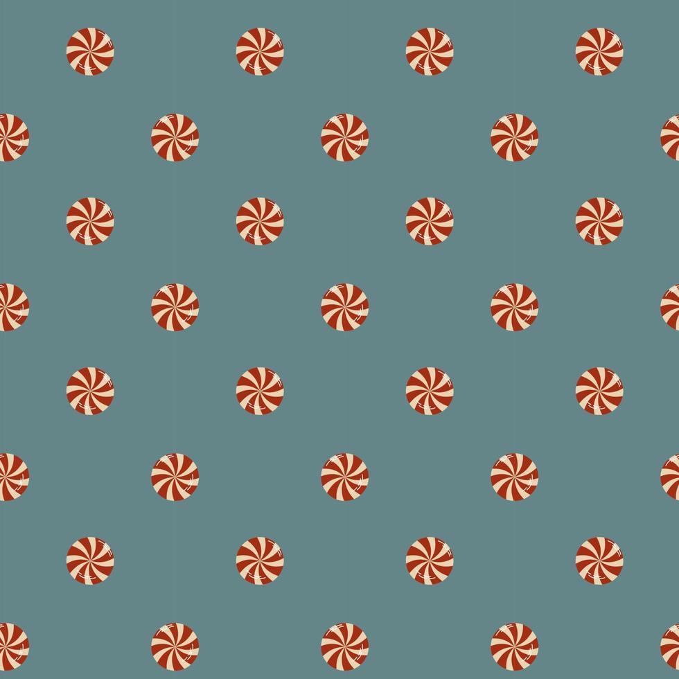 Seamless pattern of Christmas candies on blue background vector