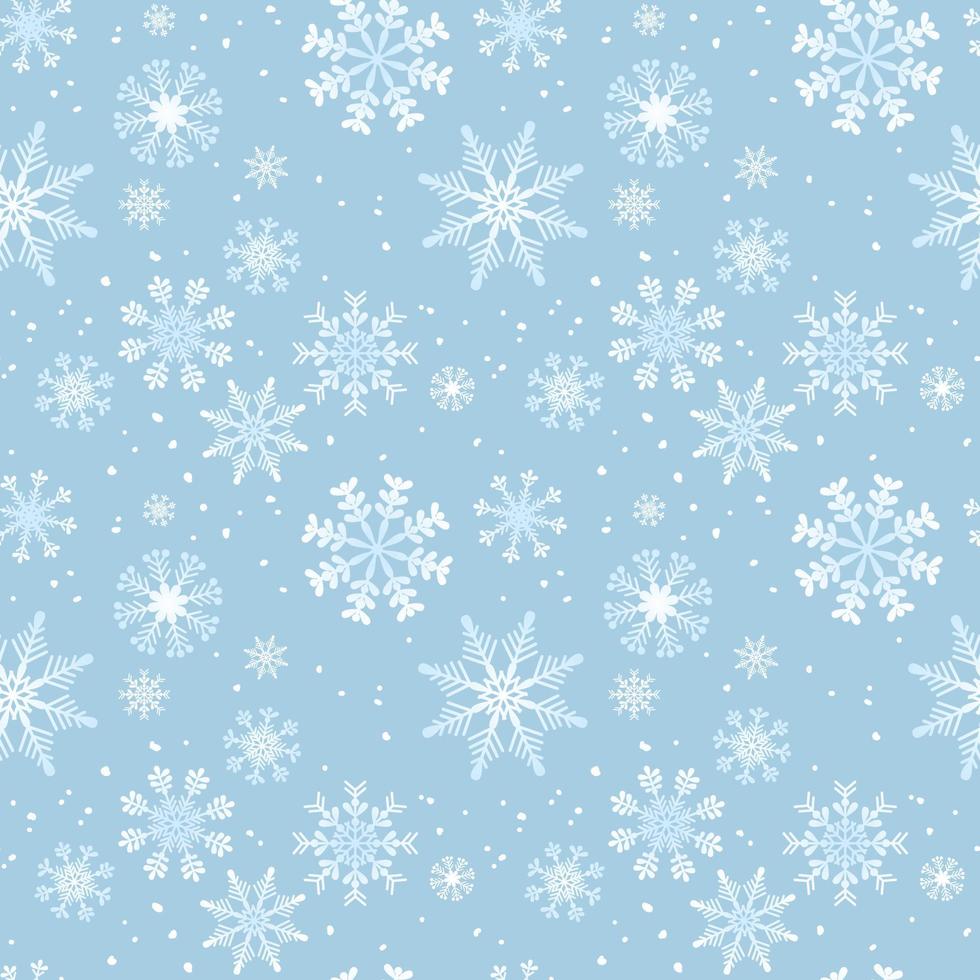 Winter seamless pattern with white snowflakes on a blue background vector