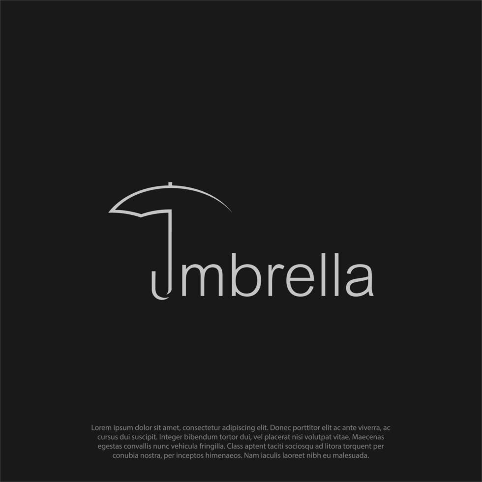 Simple and modern Umbrella with umbrella handle as letter U for umbrella illustration logo concept vector template