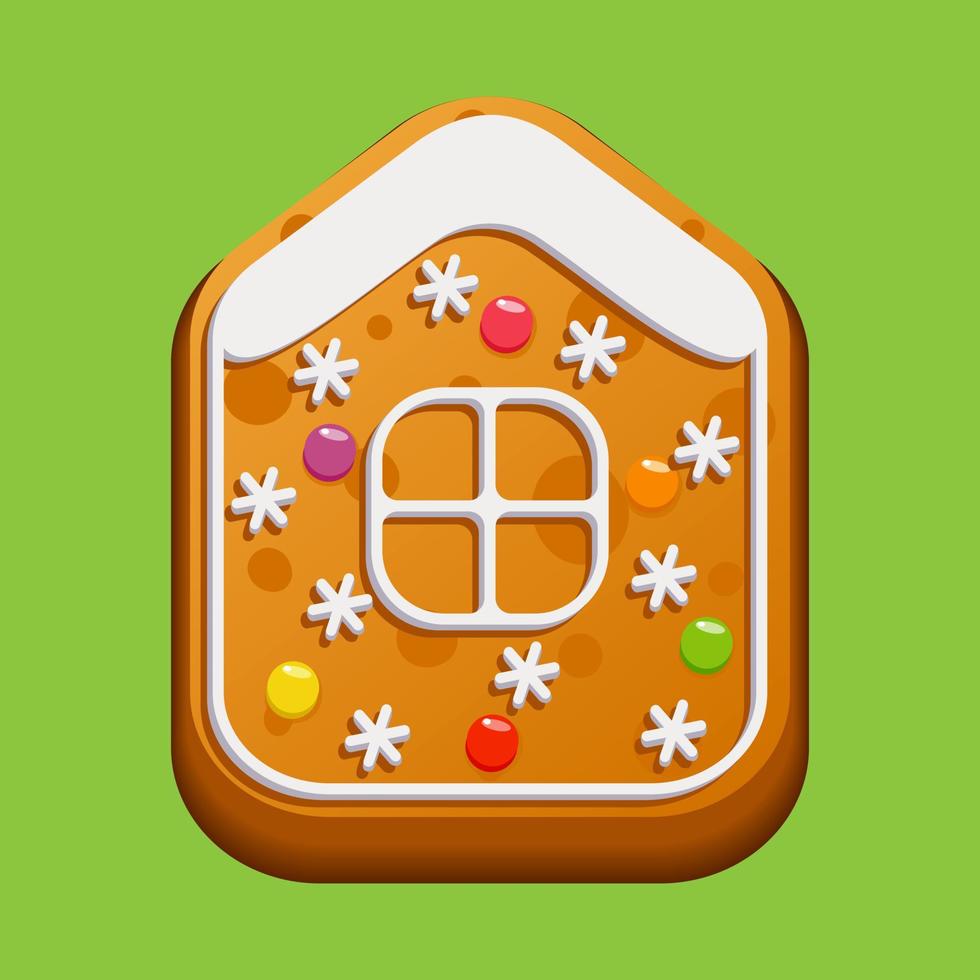 pequeña casa navideña de pan de jengibre festiva. dulces caseros con azúcar glas y mermelada. comida de año nuevo. ilustración vectorial vector