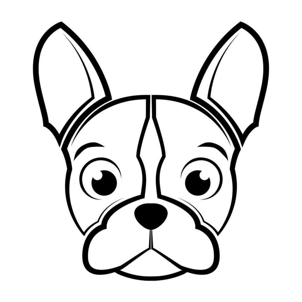 Black and white line art of french bulldog head Good use for symbol mascot icon avatar tattoo T Shirt design logo or any design vector