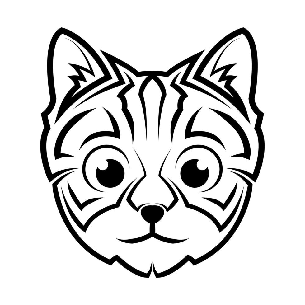 arte de línea en blanco y negro de cabeza de gato lindo. buen uso para símbolo, mascota, icono, avatar, tatuaje, diseño de camisetas, logotipo o cualquier diseño. vector