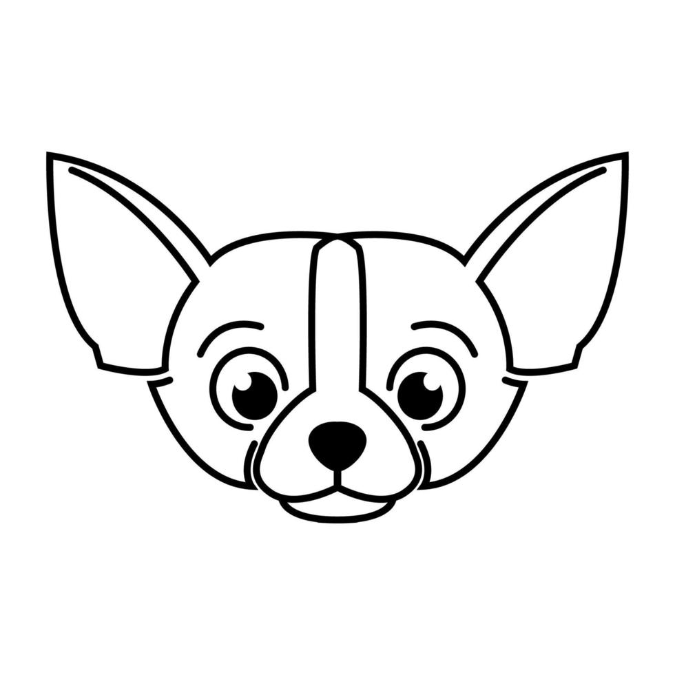 Cute Cartoon Vector Illustration icon of a Chihuahua puppy dog. It is outline style.