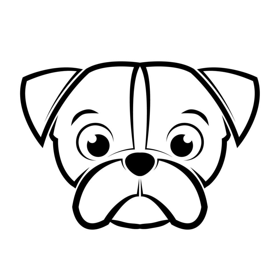 Black and white line art of dog head. Good use for symbol, mascot, icon, avatar, tattoo, T Shirt design, logo or any design vector