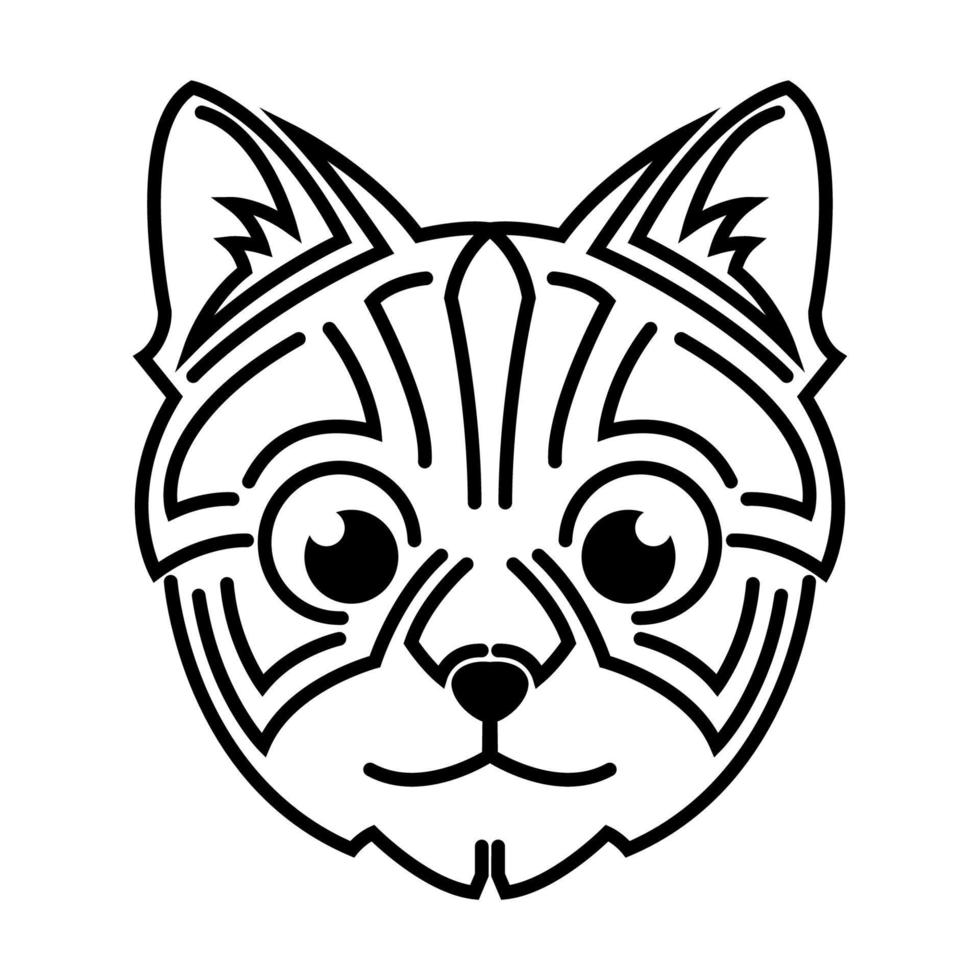 Black and white line art of cute cat head. Good use for symbol, mascot, icon, avatar, tattoo,T-Shirt design, logo or any design. vector