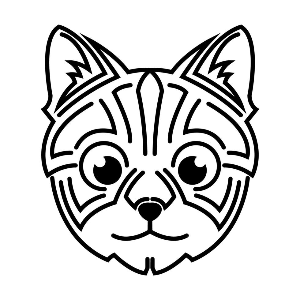 arte de línea en blanco y negro de cabeza de gato lindo. buen uso para símbolo, mascota, icono, avatar, tatuaje, diseño de camisetas, logotipo o cualquier diseño. vector