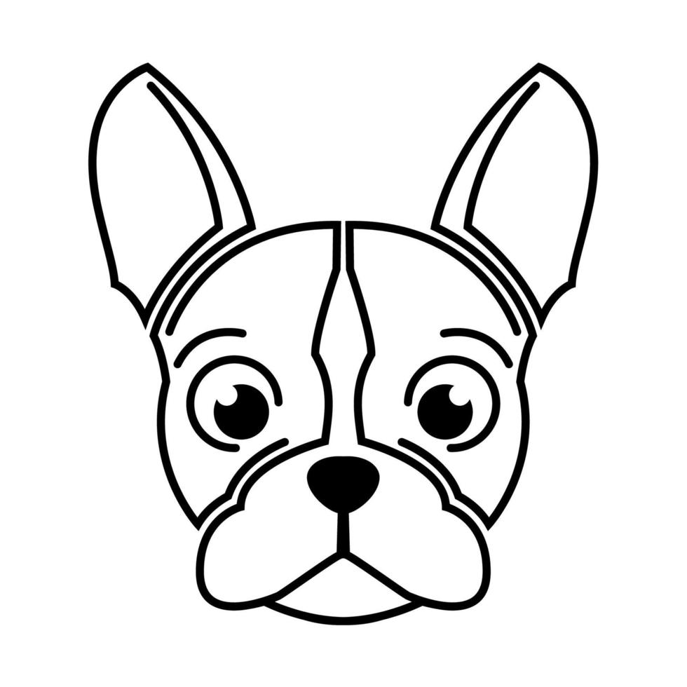 arte de línea en blanco y negro de cabeza de bulldog francés buen uso para símbolo mascota icono avatar tatuaje camiseta diseño logotipo o cualquier diseño vector