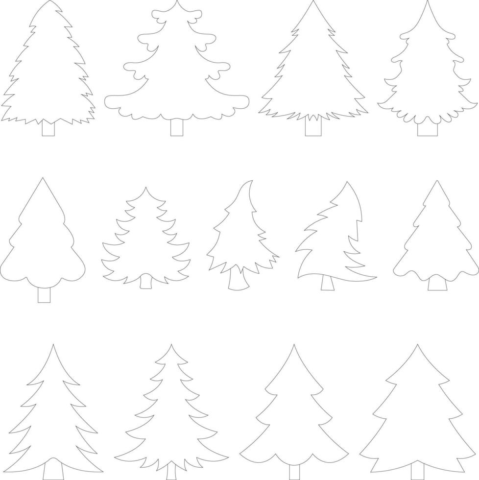 arte de línea de árbol de navidad vector