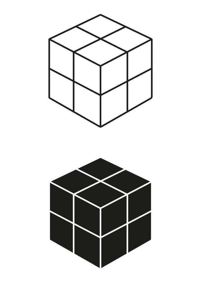 Black And White Cube Toy Icon Flat Design Vector