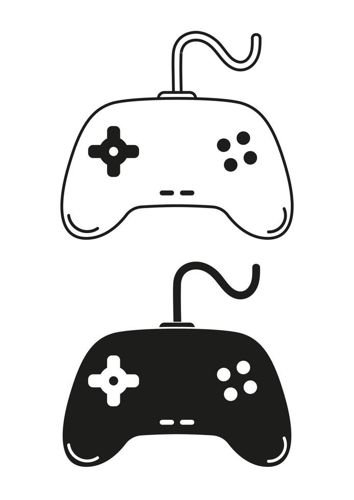 vector de diseño plano de icono de controlador de juego en blanco y negro