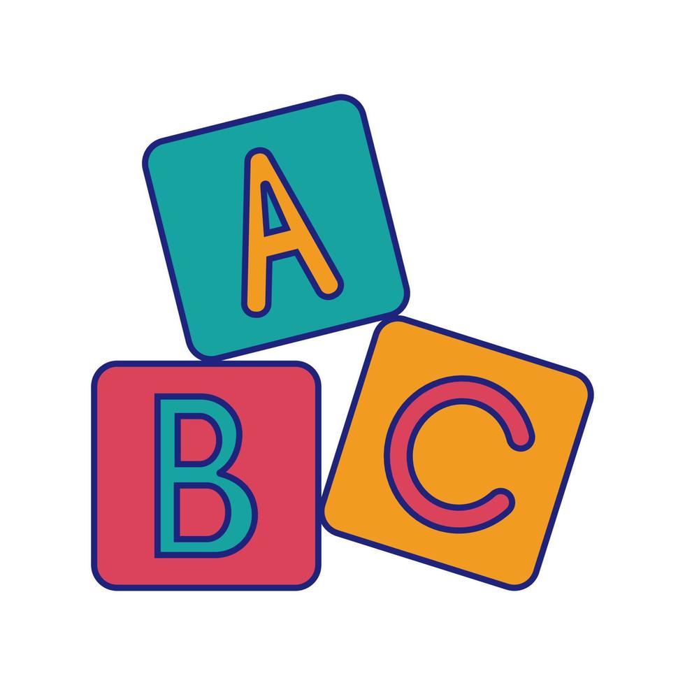 ABC Blocks Toy Icon Flat Design Vector