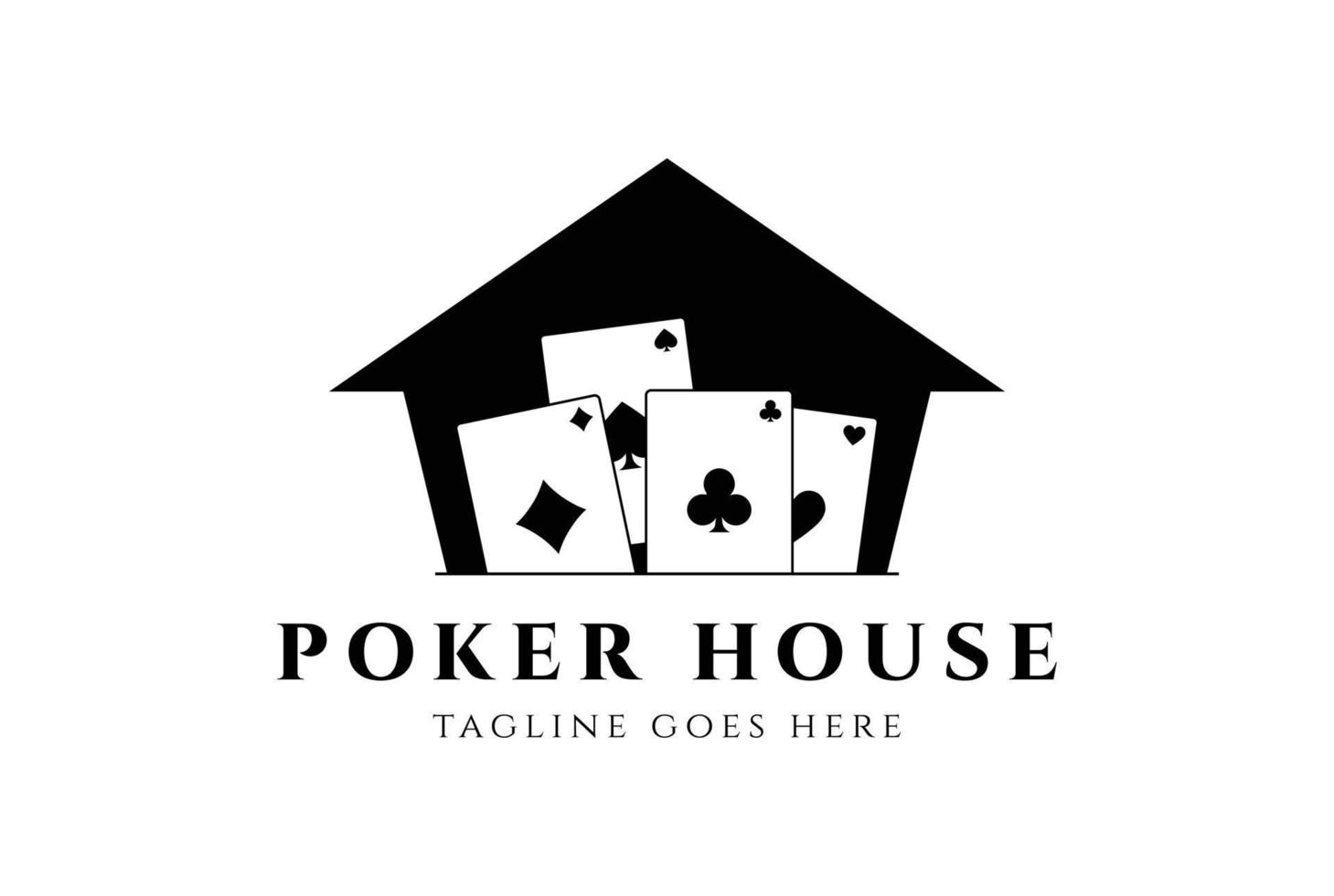 Vintage Poker Playing Card with House for Sport Gambling Bet Logo Design Vector