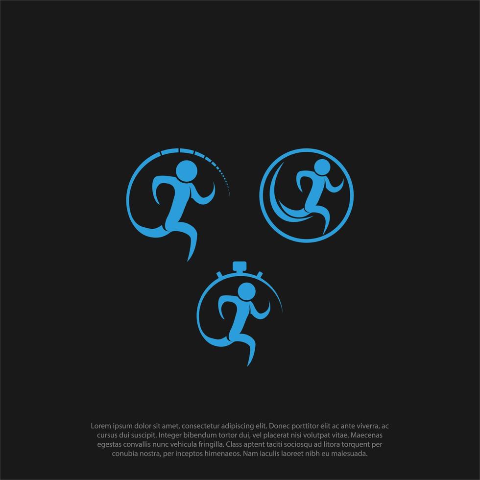abstract sport run running man logo design vector