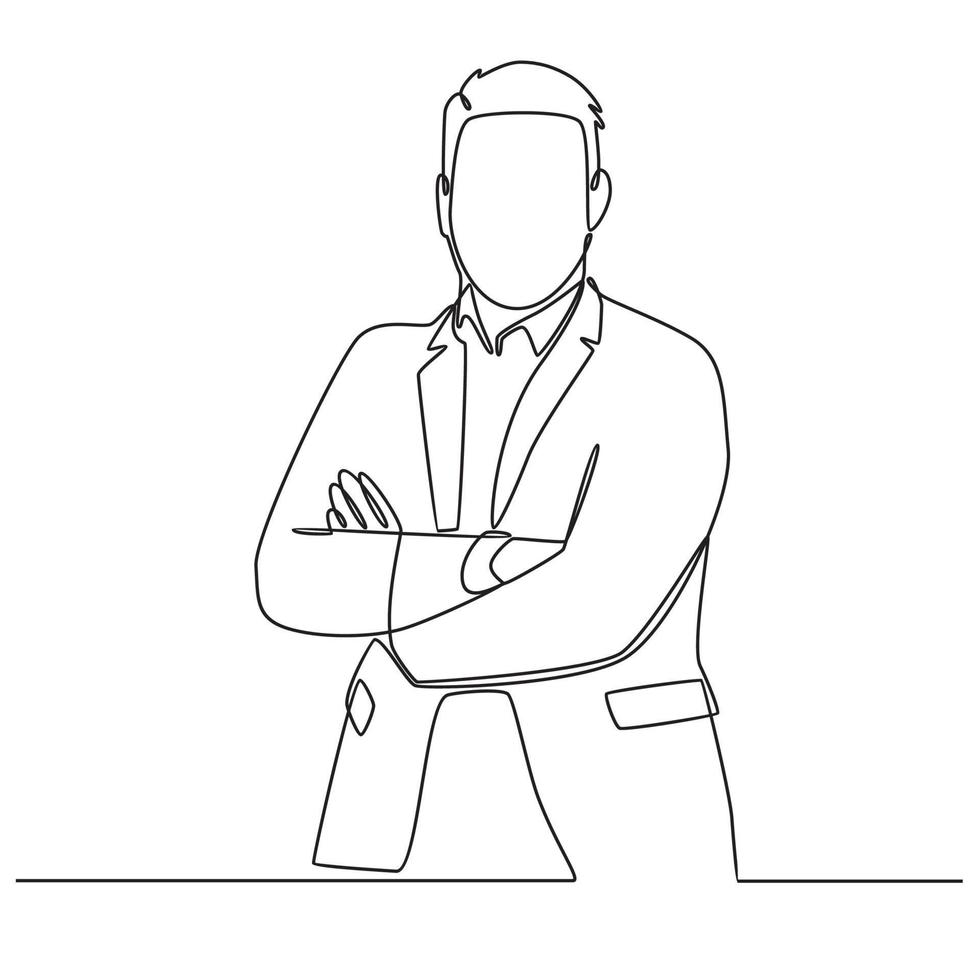Continuous Line Drawing Business Man Vector Line Art Illustration