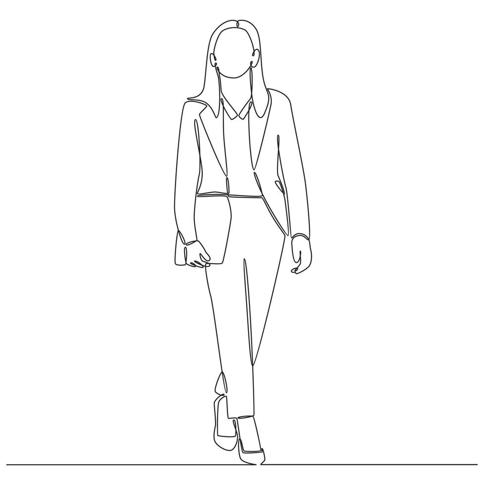 Continuous Line Drawing Business Woman Vector Line Art Illustration