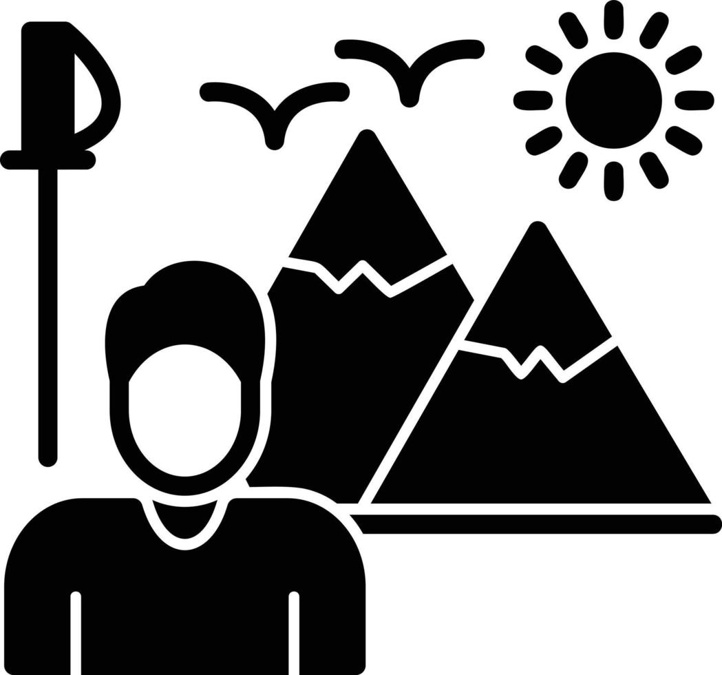 Hiking Glyph Icon vector