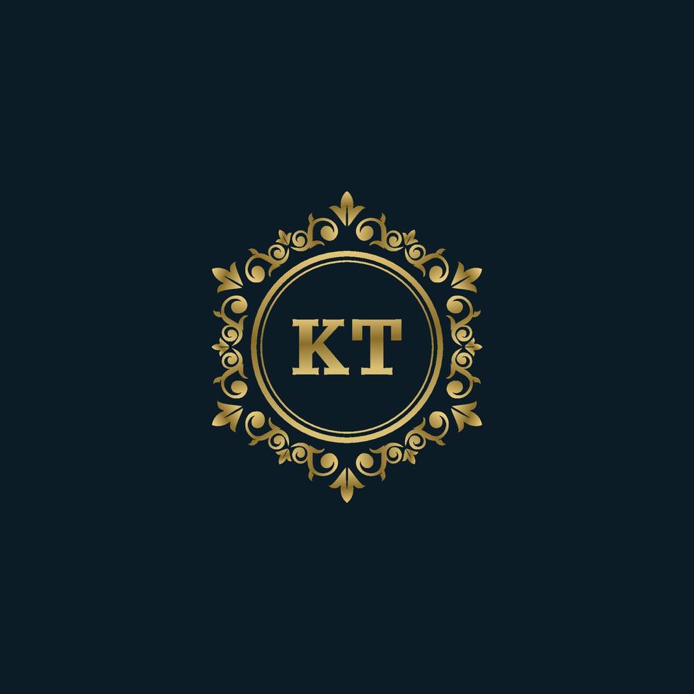 logotipo de letra kt con plantilla de oro de lujo. plantilla de vector de logotipo de elegancia.