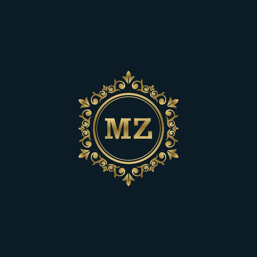 Letter MZ logo with Luxury Gold template. Elegance logo vector template.
