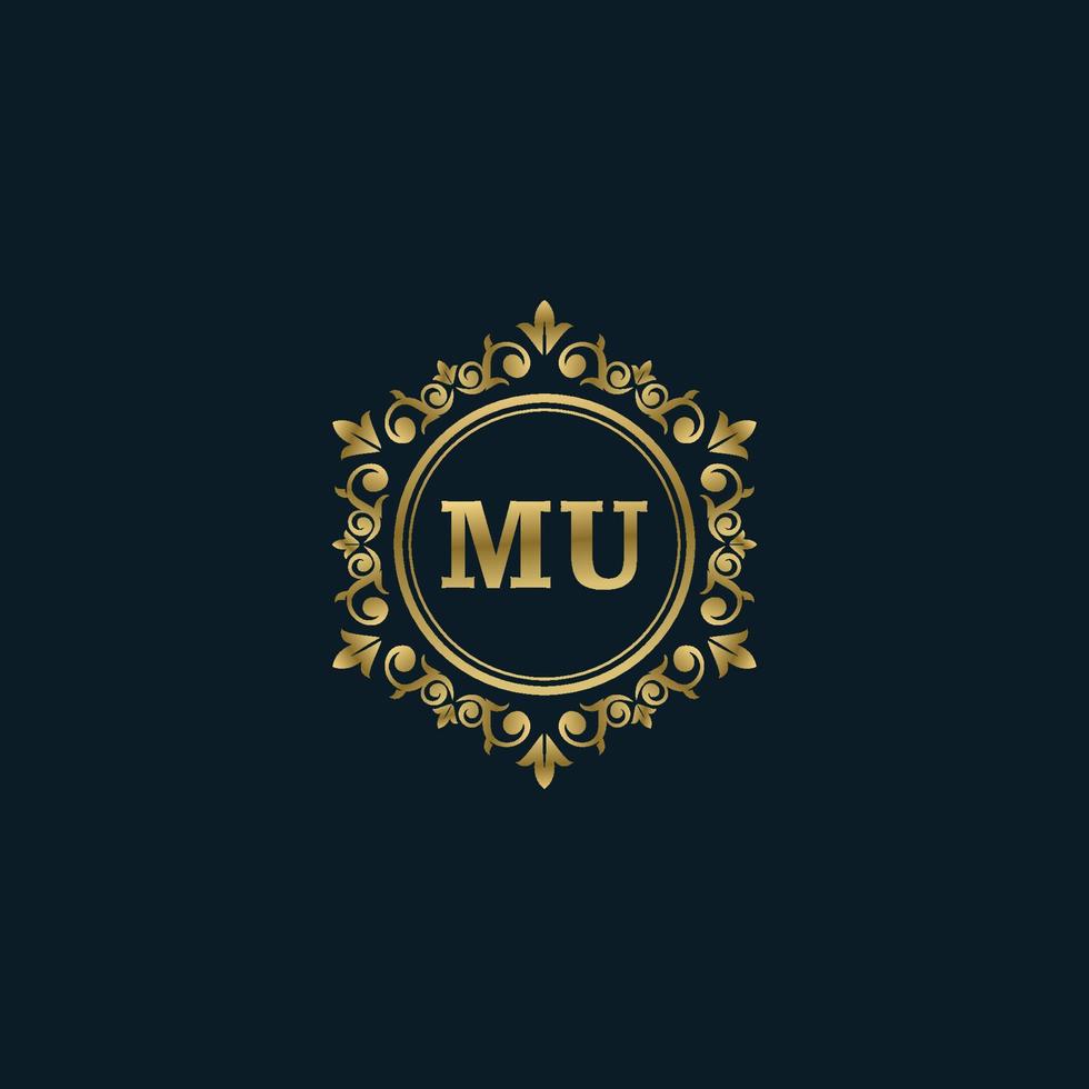 Letter MU logo with Luxury Gold template. Elegance logo vector template.