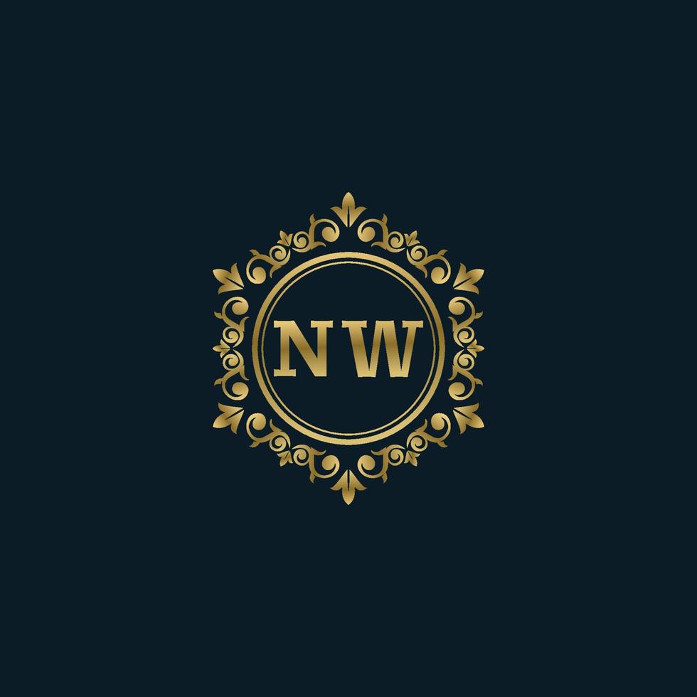 logotipo de letra nw con plantilla de oro de lujo. plantilla de vector de logotipo de elegancia.