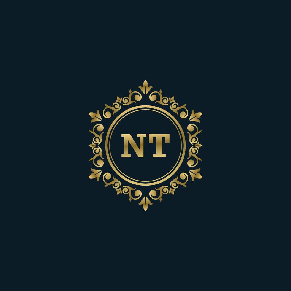 logotipo de letra nt con plantilla de oro de lujo. plantilla de vector de logotipo de elegancia.