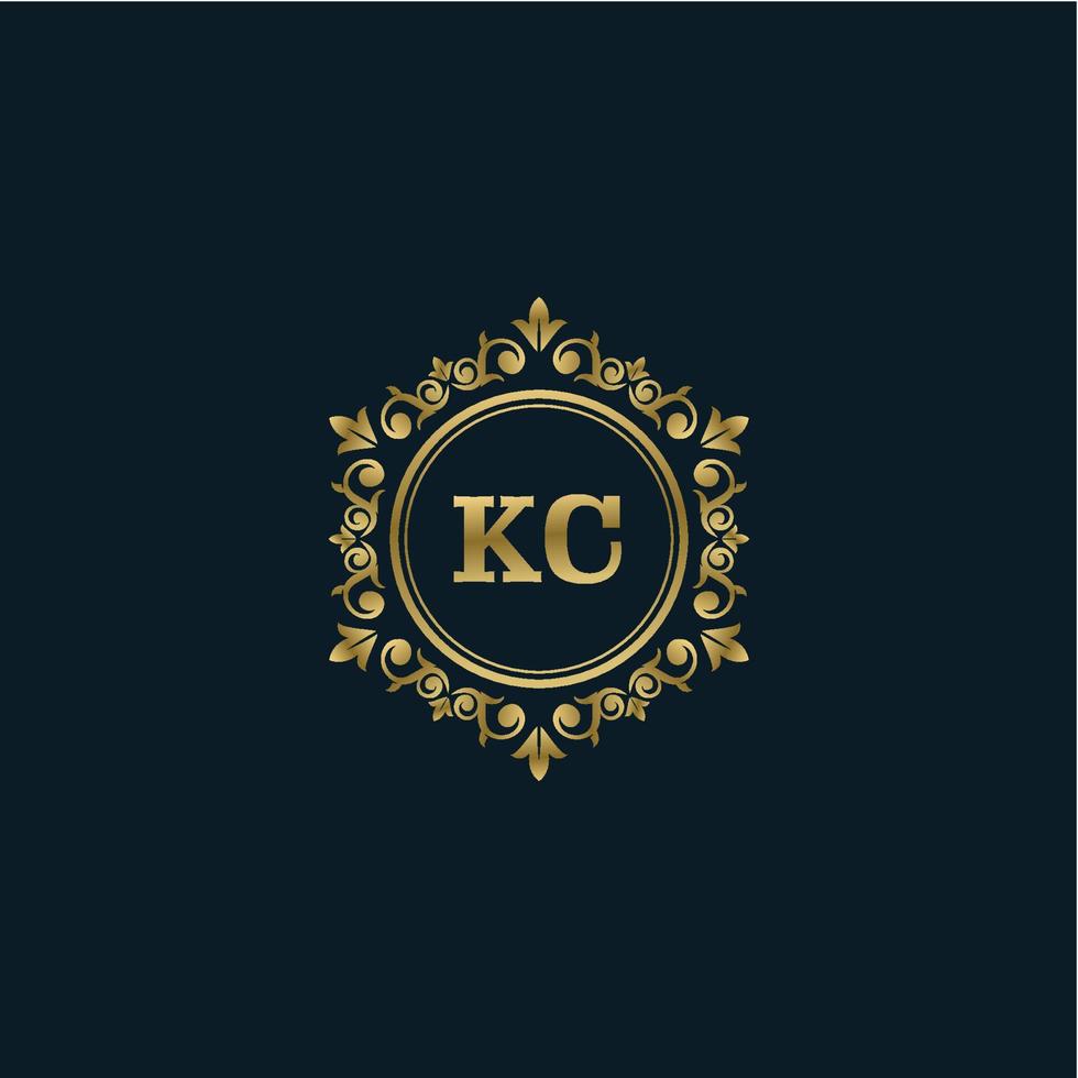 logotipo de la letra kc con plantilla de oro de lujo. plantilla de vector de logotipo de elegancia.