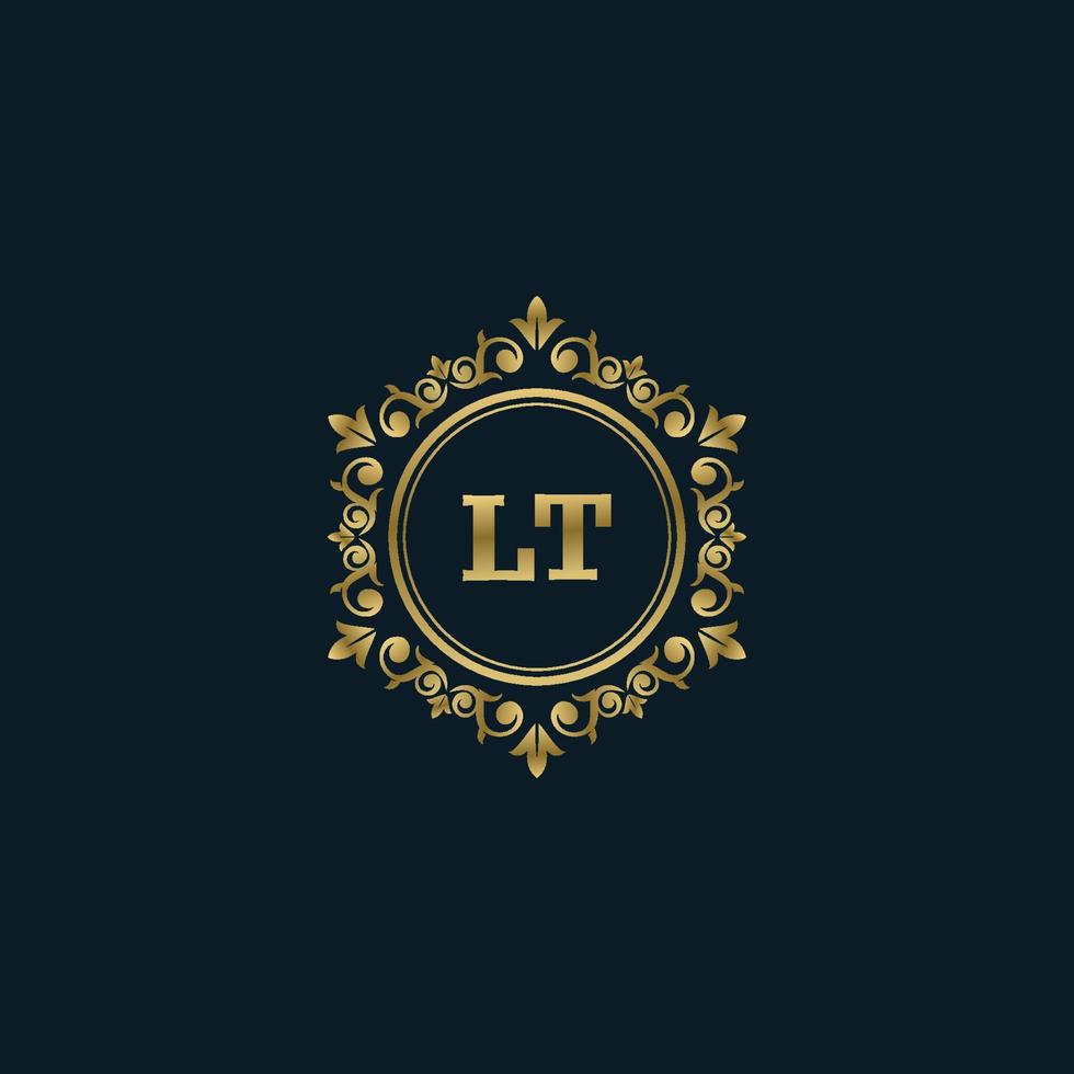 logotipo de letra lt con plantilla de oro de lujo. plantilla de vector de logotipo de elegancia.