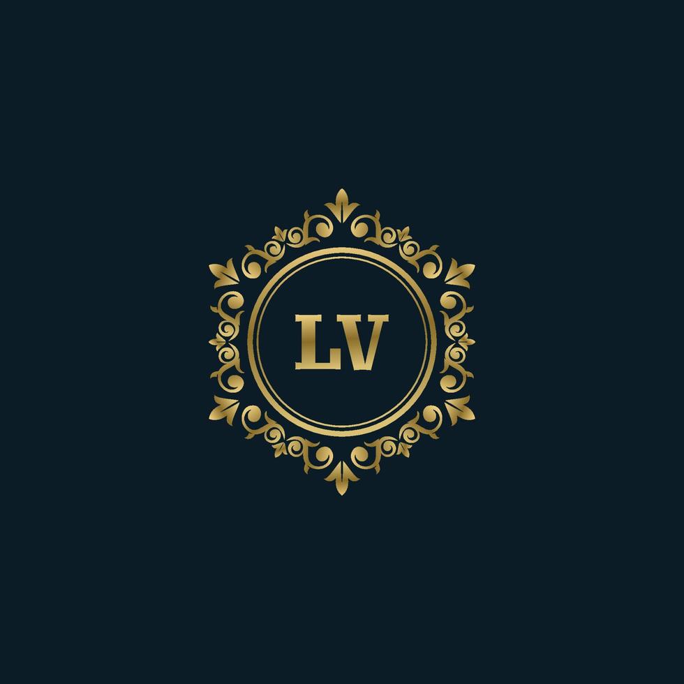 logotipo de letra lv con plantilla de oro de lujo. plantilla de vector de logotipo de elegancia.